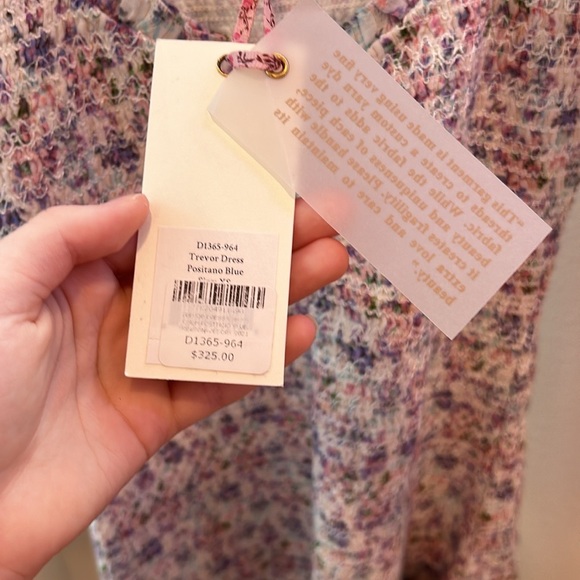 NWT LoveShackFancy Trevor Dress Positano Blue, XS, pink/purple floral design - Picture 3 of 7